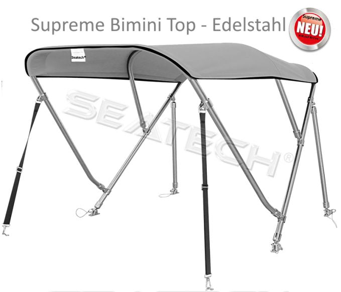 Seatech Supreme Comfort EDELSTAHL 3 Bow Bimini Top | 155-168cm hellgrau