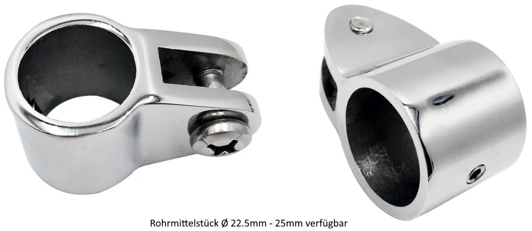 Seatech Bimini Rohr - Mittelstück - V4A Edelstahl - Ø 22.5 - 25.0mm