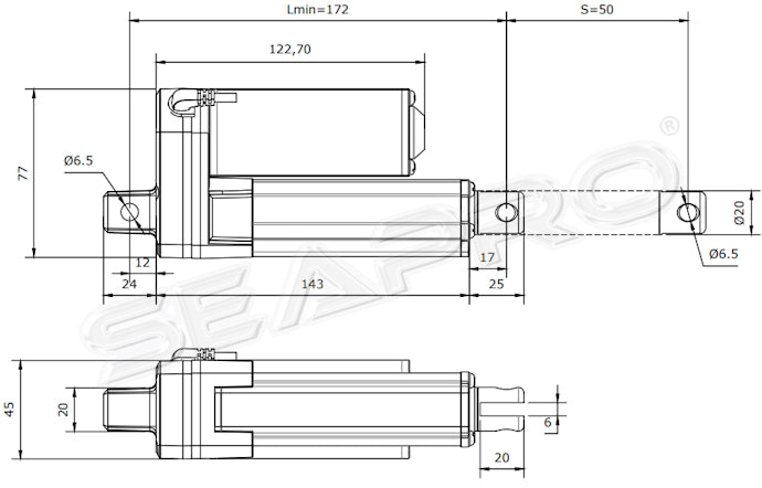 Seapro linear actuator for switchable exhaust system